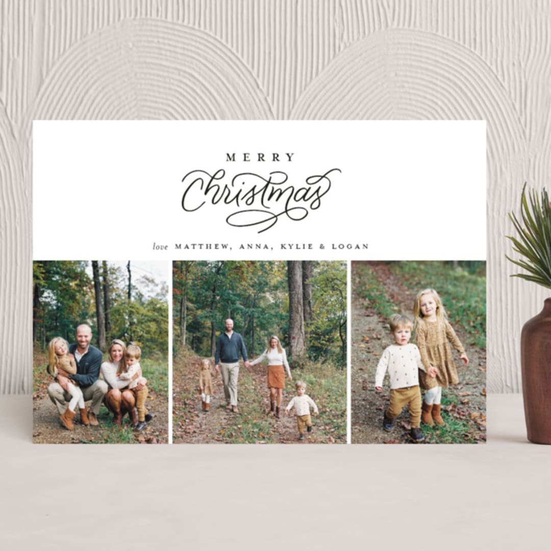 "Fondly" - Holiday Cards in Coal by Tanya Lee of Frooted Design - Front