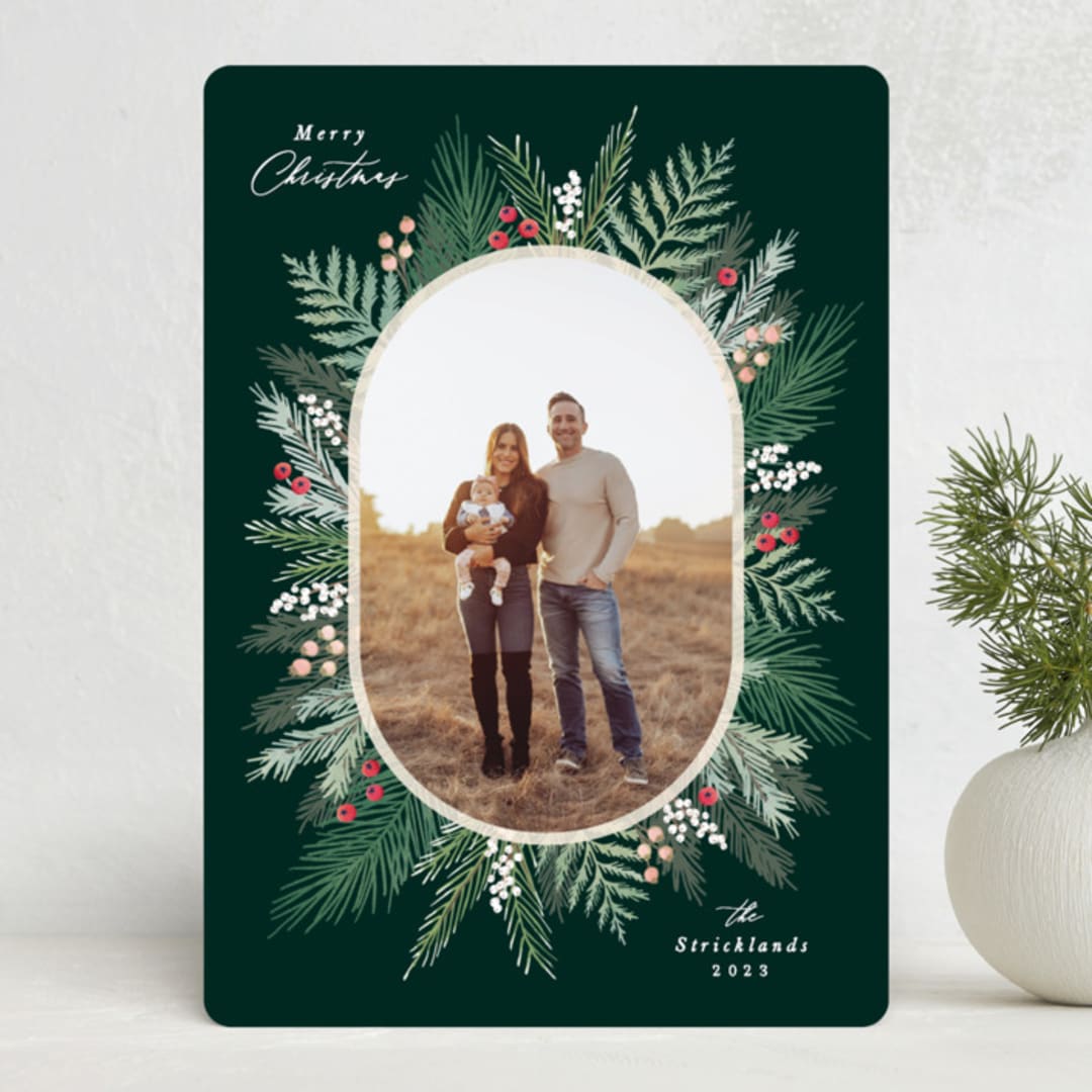"Seasonal Foliage" - Holiday Cards in Evergreen by Hooray Creative - Front