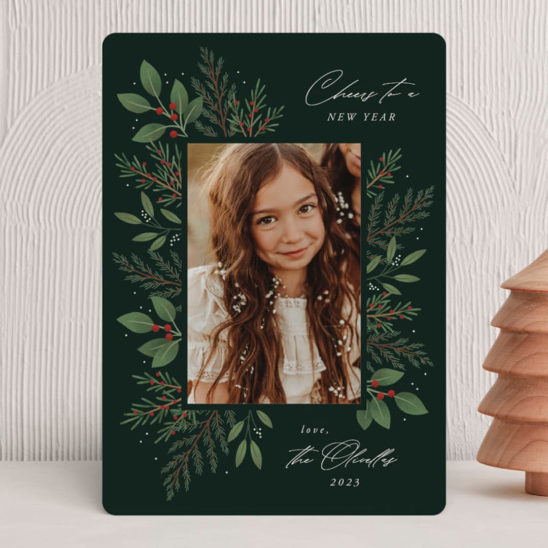 "Holiday Greenery" - Holiday Cards in Spruce by Kacey Kendrick Wagner - Front
