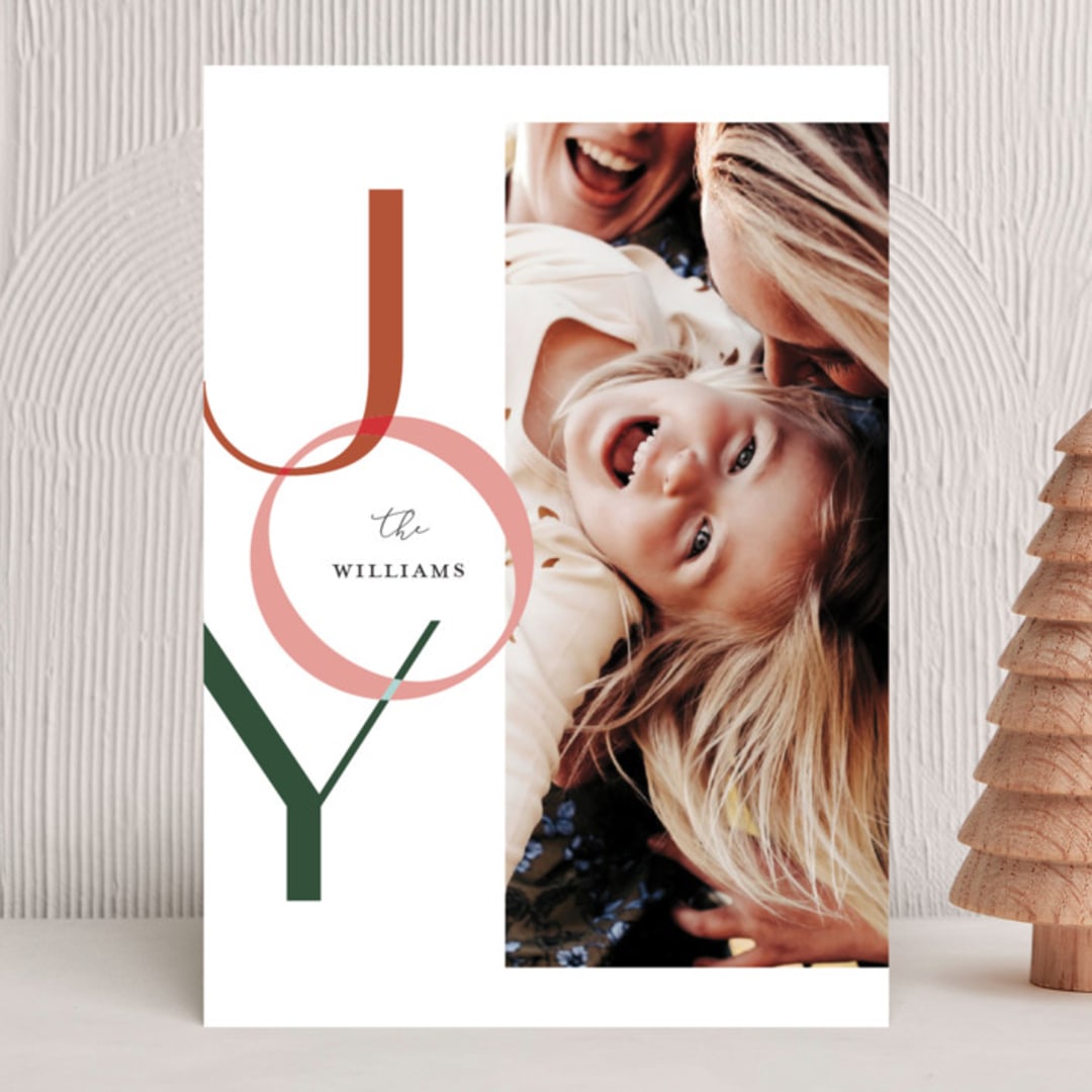 "Overlap" - Holiday Cards in Berry by Ellis - Front