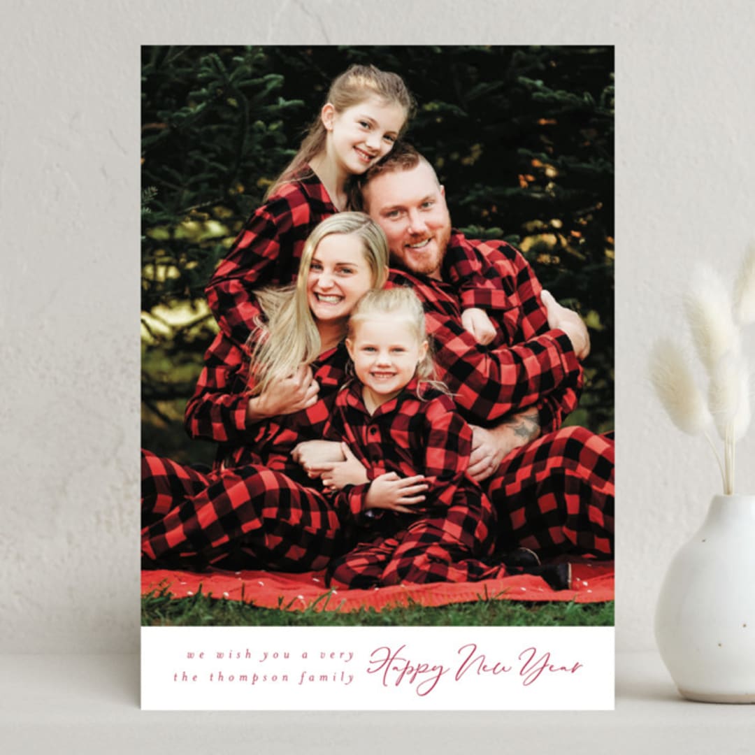 "Expanse" - Holiday Cards in Cranberry by Ashlee Townsend - Front