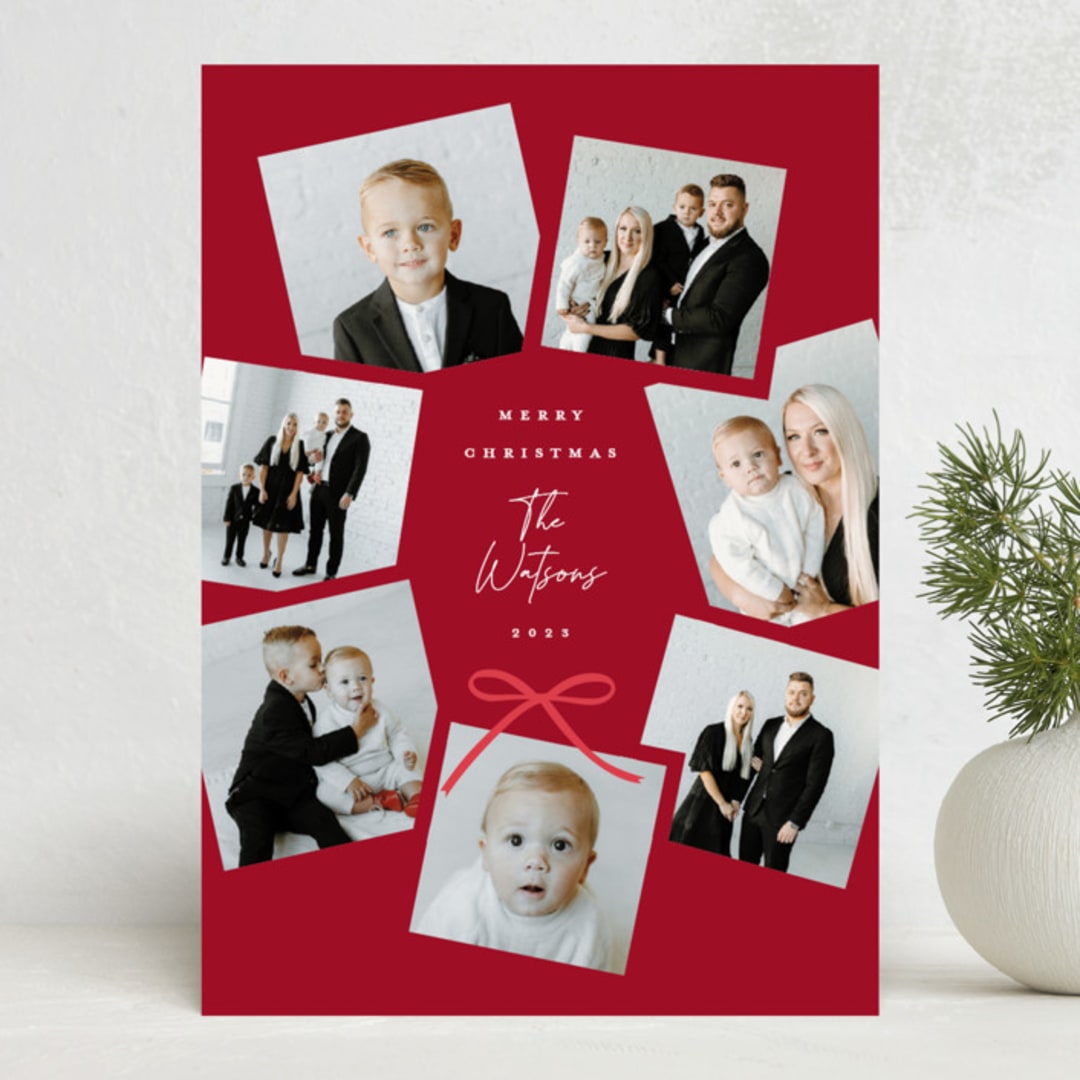 "Photo + Wreath" - Holiday Cards in Scarlet by Lauren Chism - Front
