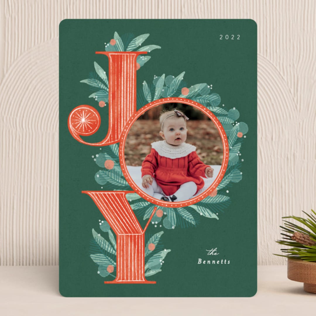 "Oh Joy" - Holiday Cards in Holly by Bethan - Front