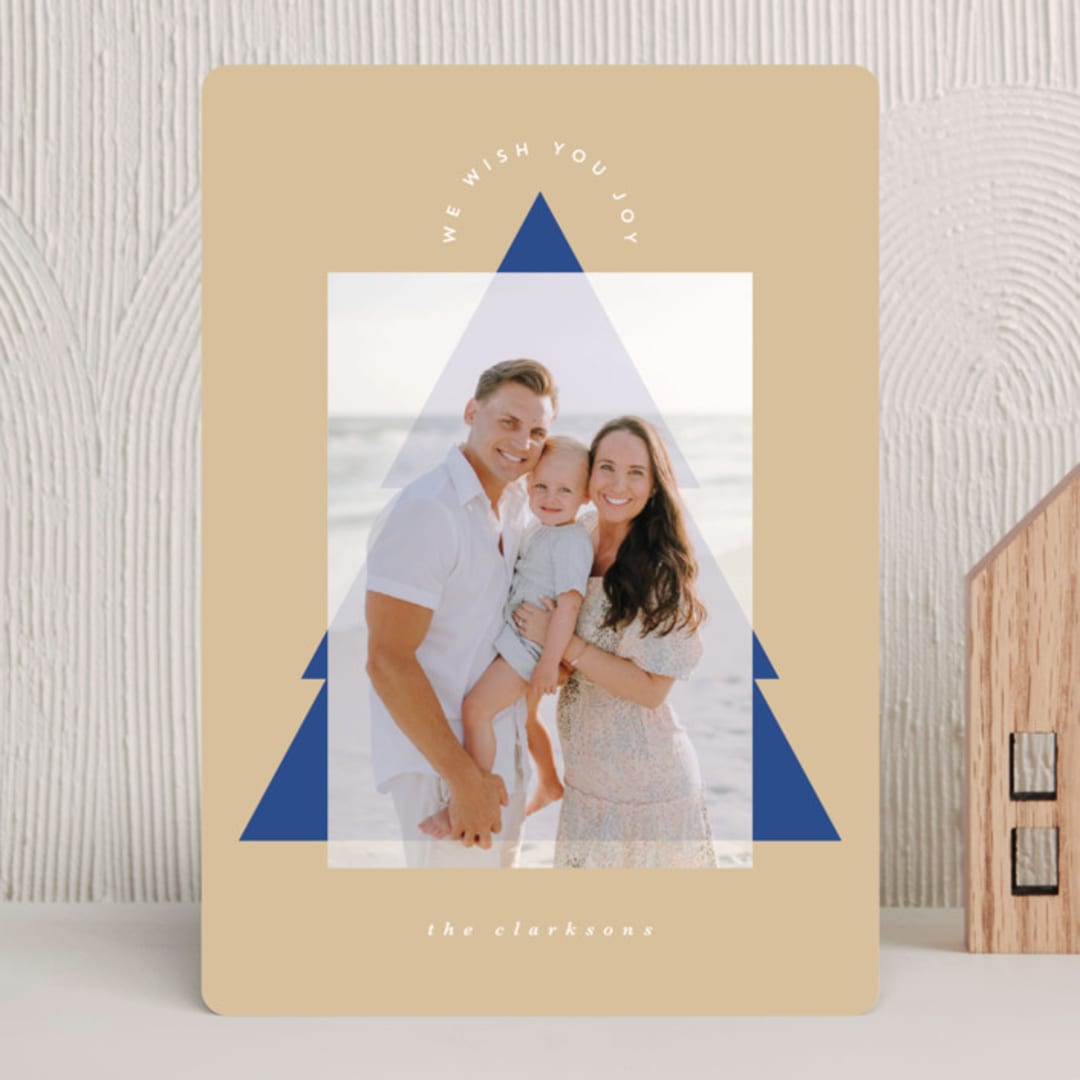 "Tree Overlay" - Holiday Cards in Blueberry by Angela Garrick - Front