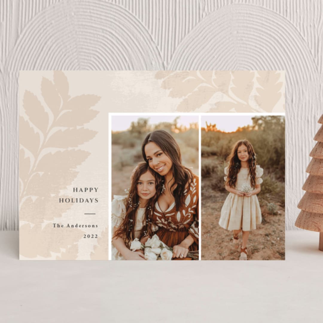 "Warm Fern" - Holiday Cards in Taupe by Playground Prints - Front