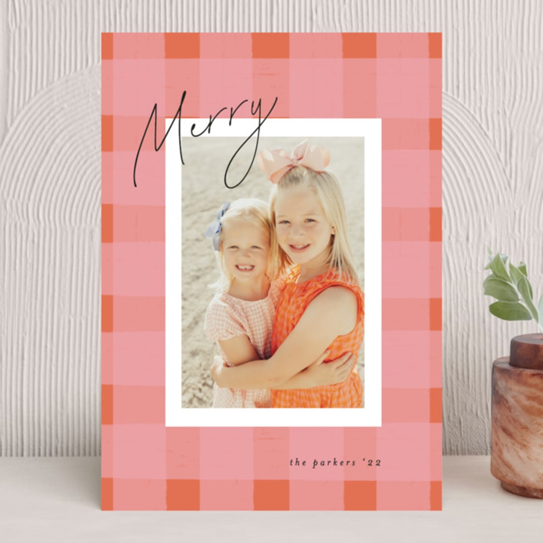 "Checkered Merry" - Holiday Cards in Spice by Anupama - Front