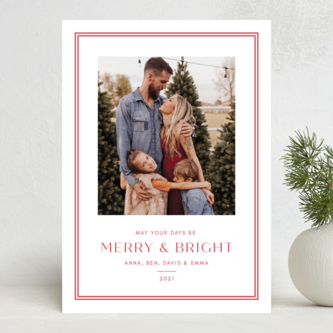"Folly" - Holiday Cards in Peppermint by Megan Davis - Front