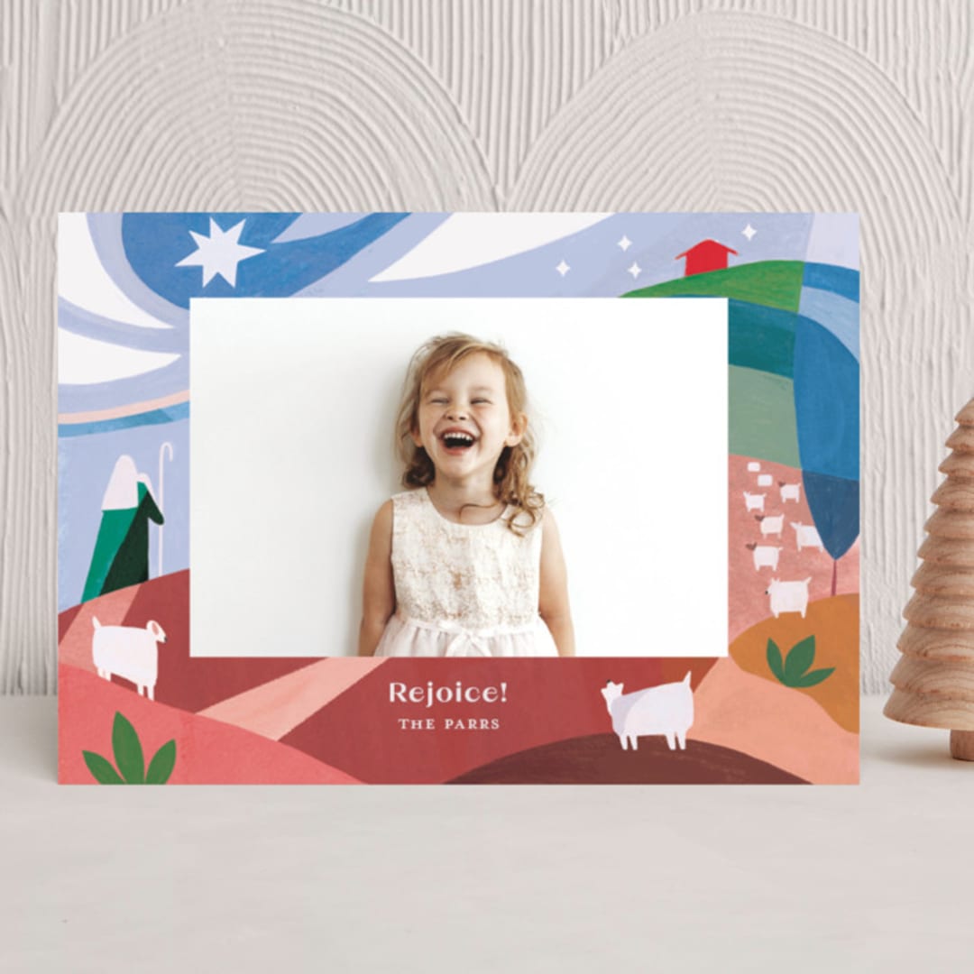 "While Shepherds Watched Their Flocks" - Holiday Cards in Snow by Morgan Ramberg - Front