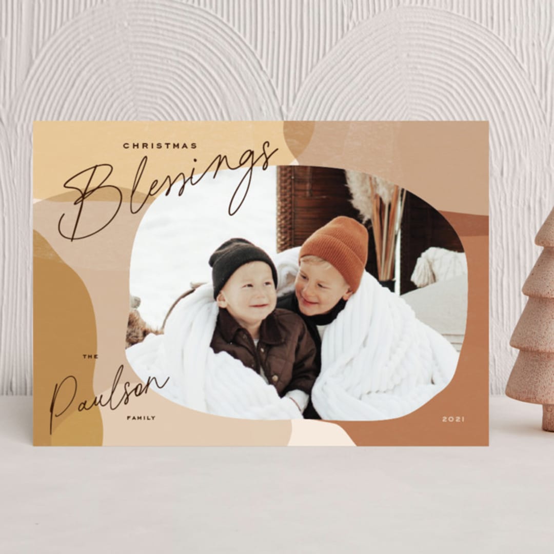 "Contour" - Holiday Cards in Sienna by Jennifer Lew - Front