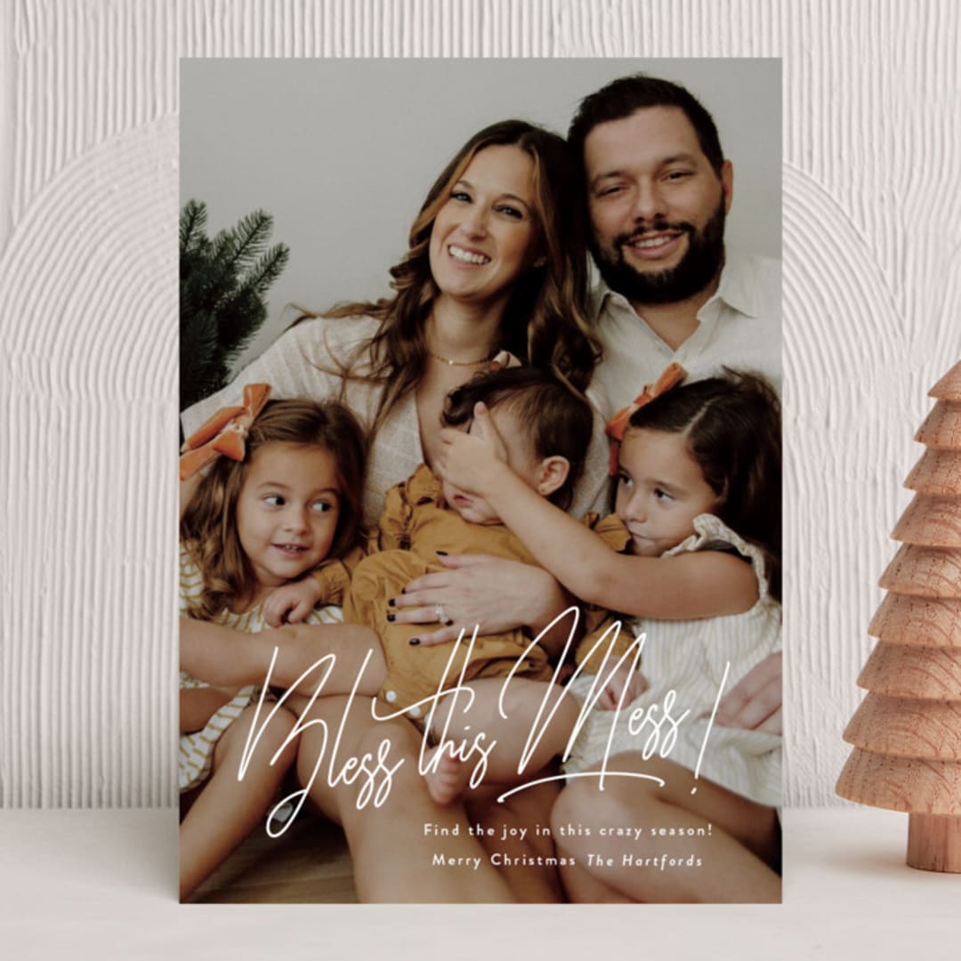 "Bless this Mess" - Holiday Cards in Snow by Lauren Chism - Front
