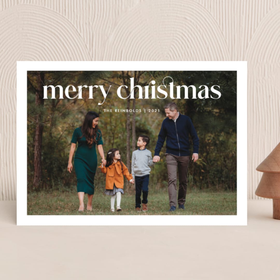 "Striking Type" - Holiday Cards in Snowflake by Sandra Picco Design - Front