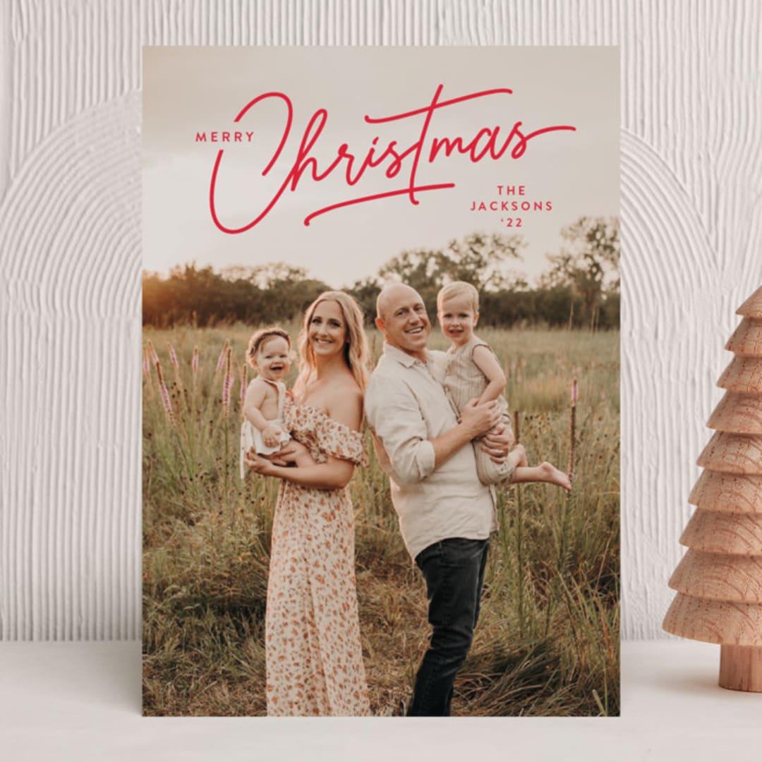 "Dashing" - Holiday Cards in Ruby by Lauren Chism - Front