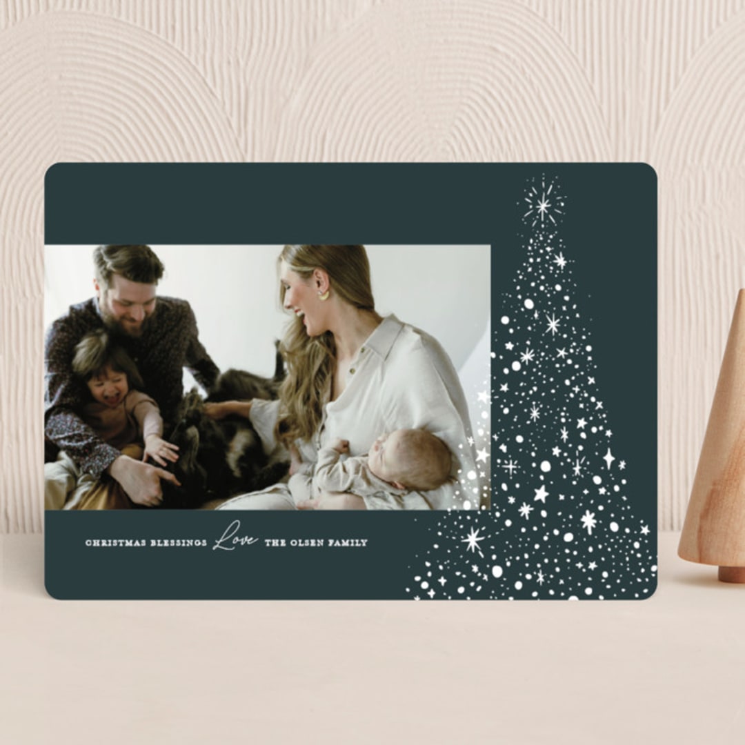"Glimmering Tree" - Holiday Cards in Spruce by Annie Clark - Front