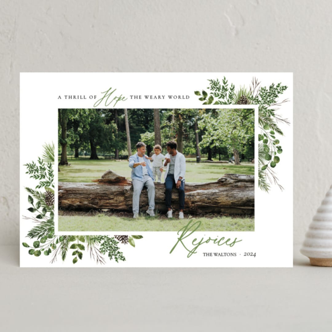 "Hopeful World" - Holiday Cards in Evergreen by Beth Schneider - Front