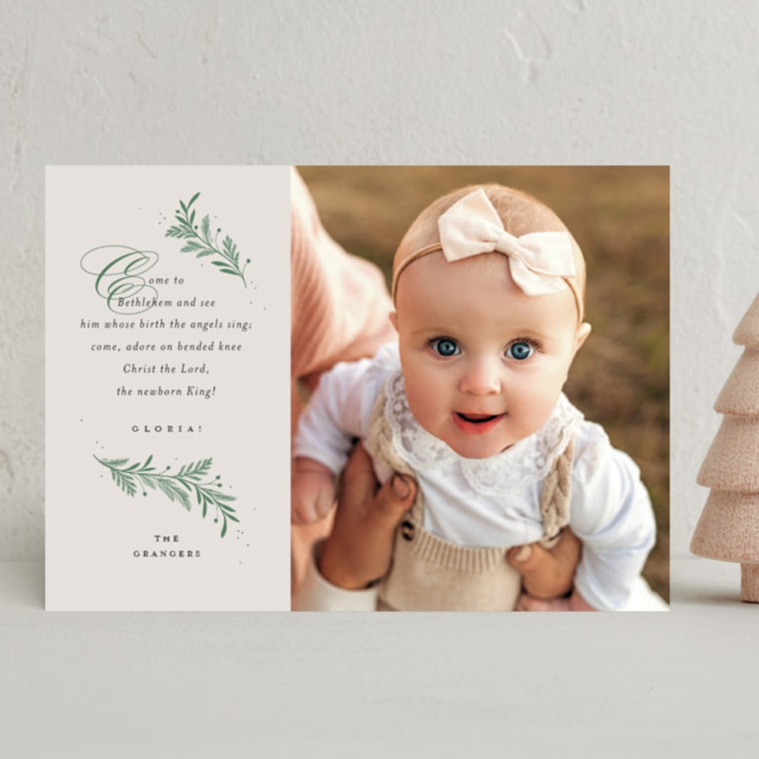 "Hymnal" - Holiday Cards in Juniper by Paper Raven Co. - Front