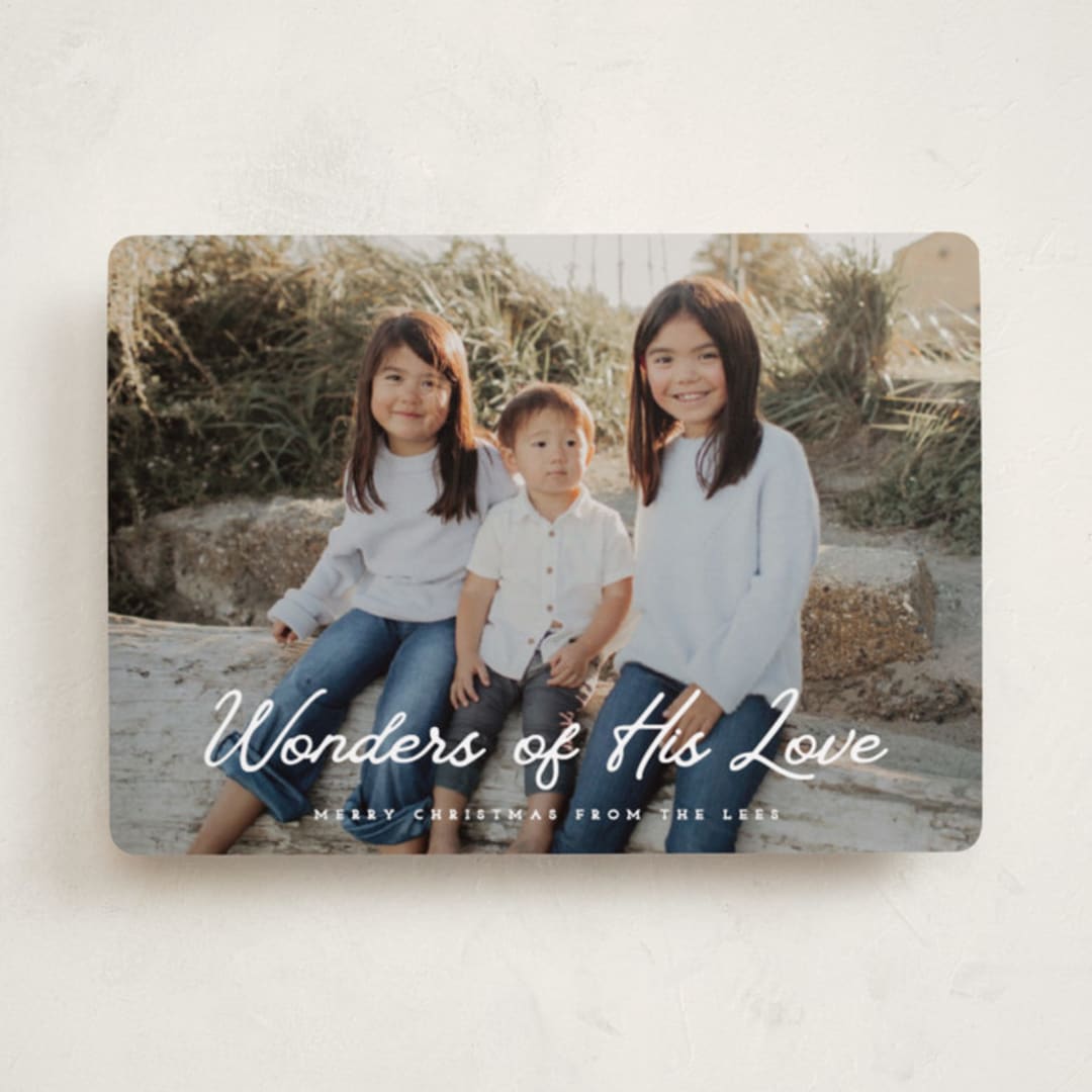 "w o n d e r s" - Holiday Cards in Snow by Sara Hicks Malone - Front