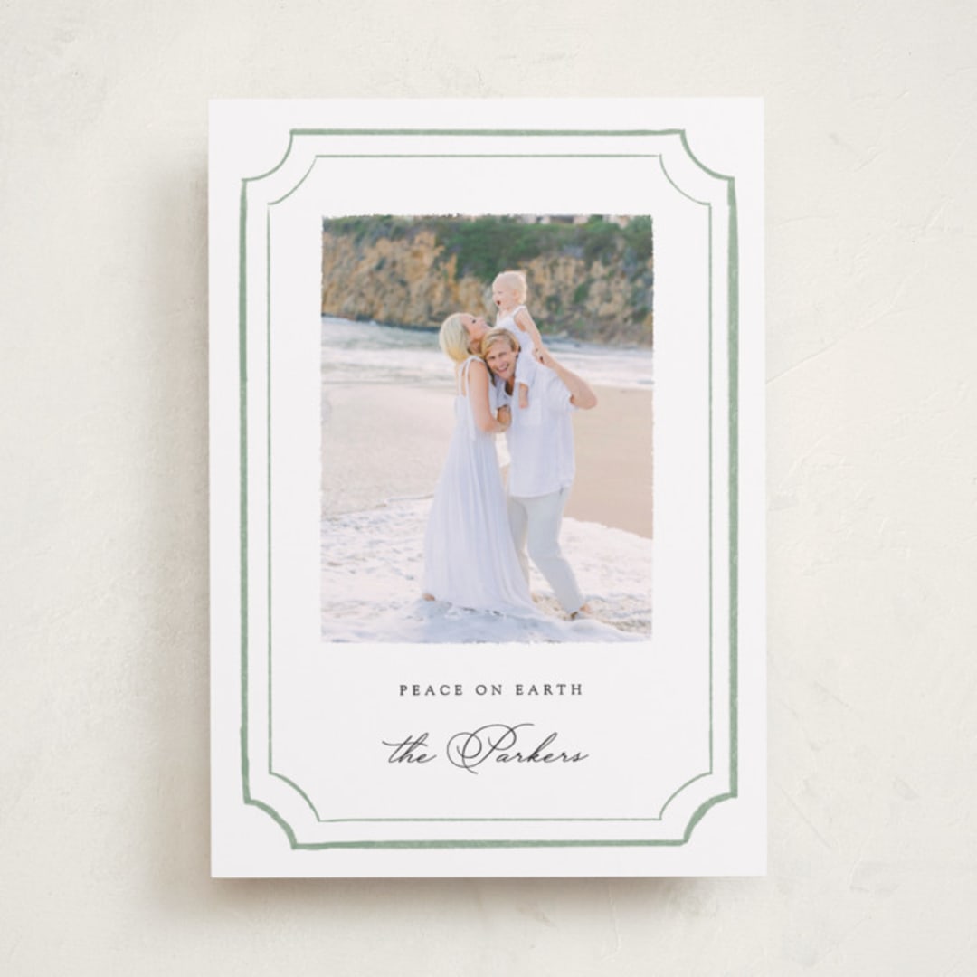"Painted Peace" - Holiday Cards in Juniper by Emily Betts - Front