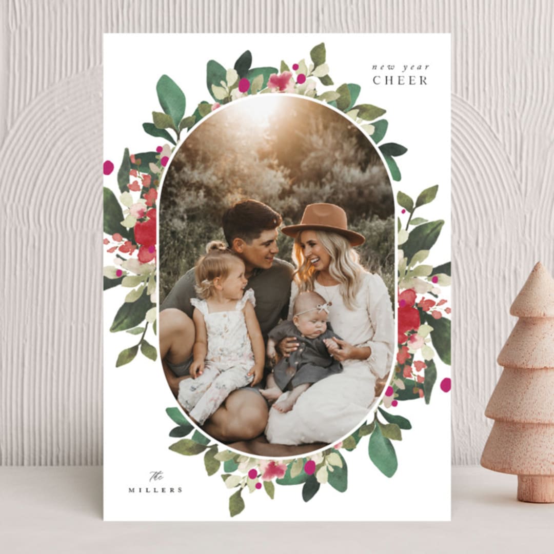 "Fresh Holiday Florals" - Holiday Cards in Fresh Berries by Grace Kreinbrink - Front
