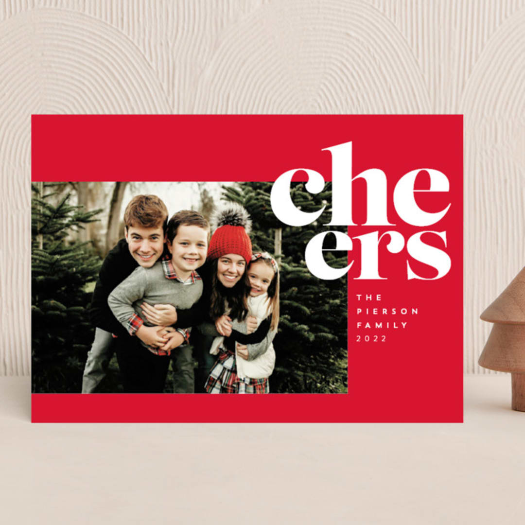 "joyful stacked" - Holiday Cards in Cranberry by Erin Deegan - Front