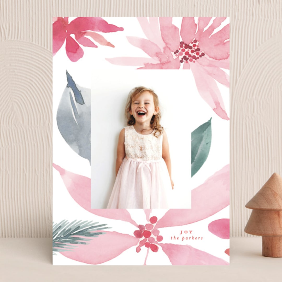 "bold poinsettias" - Holiday Cards in Candy Cane by Phrosné Barwood - Front