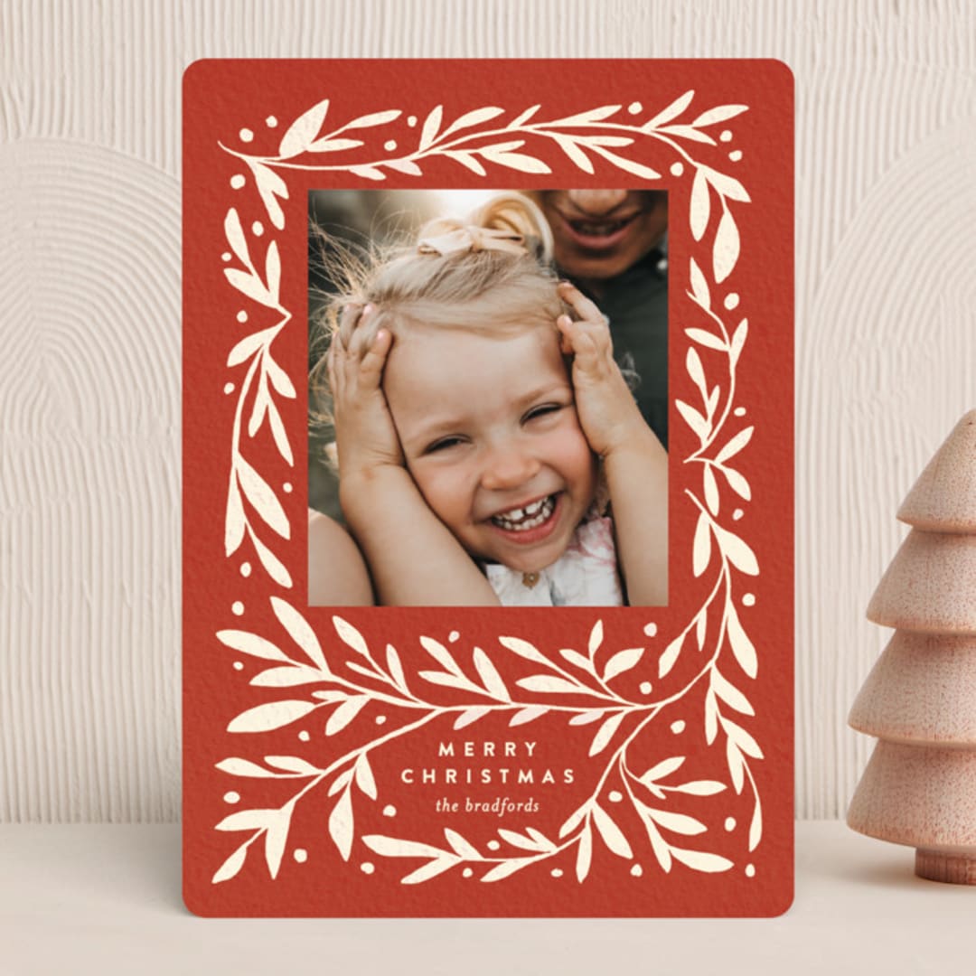 "Cedar Twine" - Holiday Cards in Poinsettia by Amy Kross - Front
