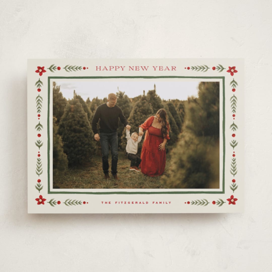 "Folk Border" - Holiday Cards in Garland by Wildfield Paper Co - Front