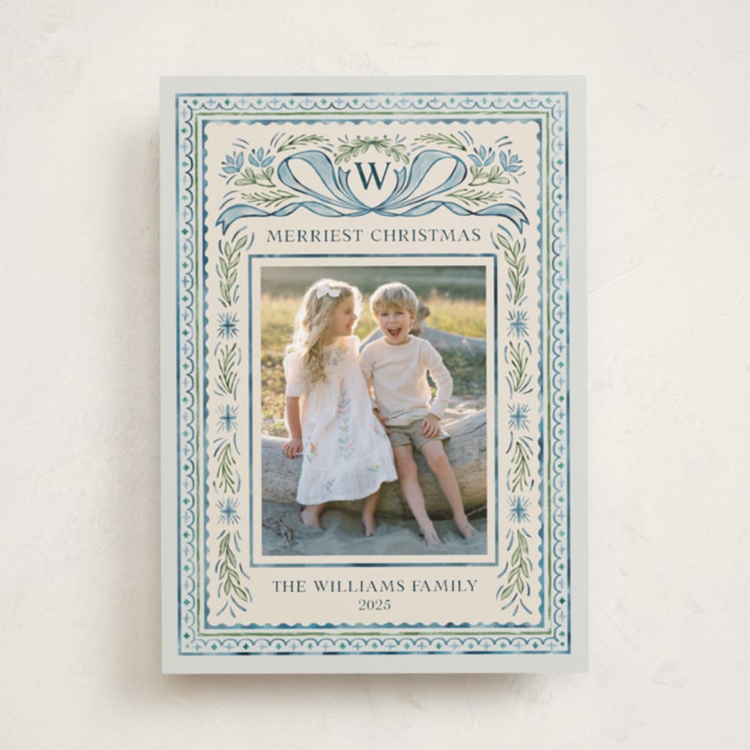 "Christmas Gift" - Holiday Cards in Blue Jay by Paper Sun Studio - Front