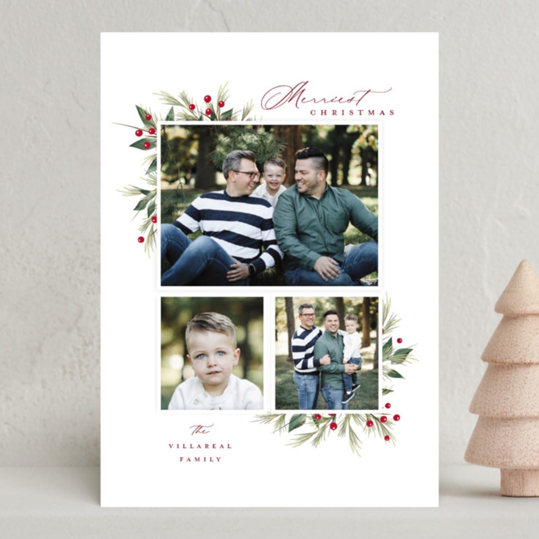 "Festive Botanical" - Holiday Cards in Mulled Wine by Melanie Kosuge - Front