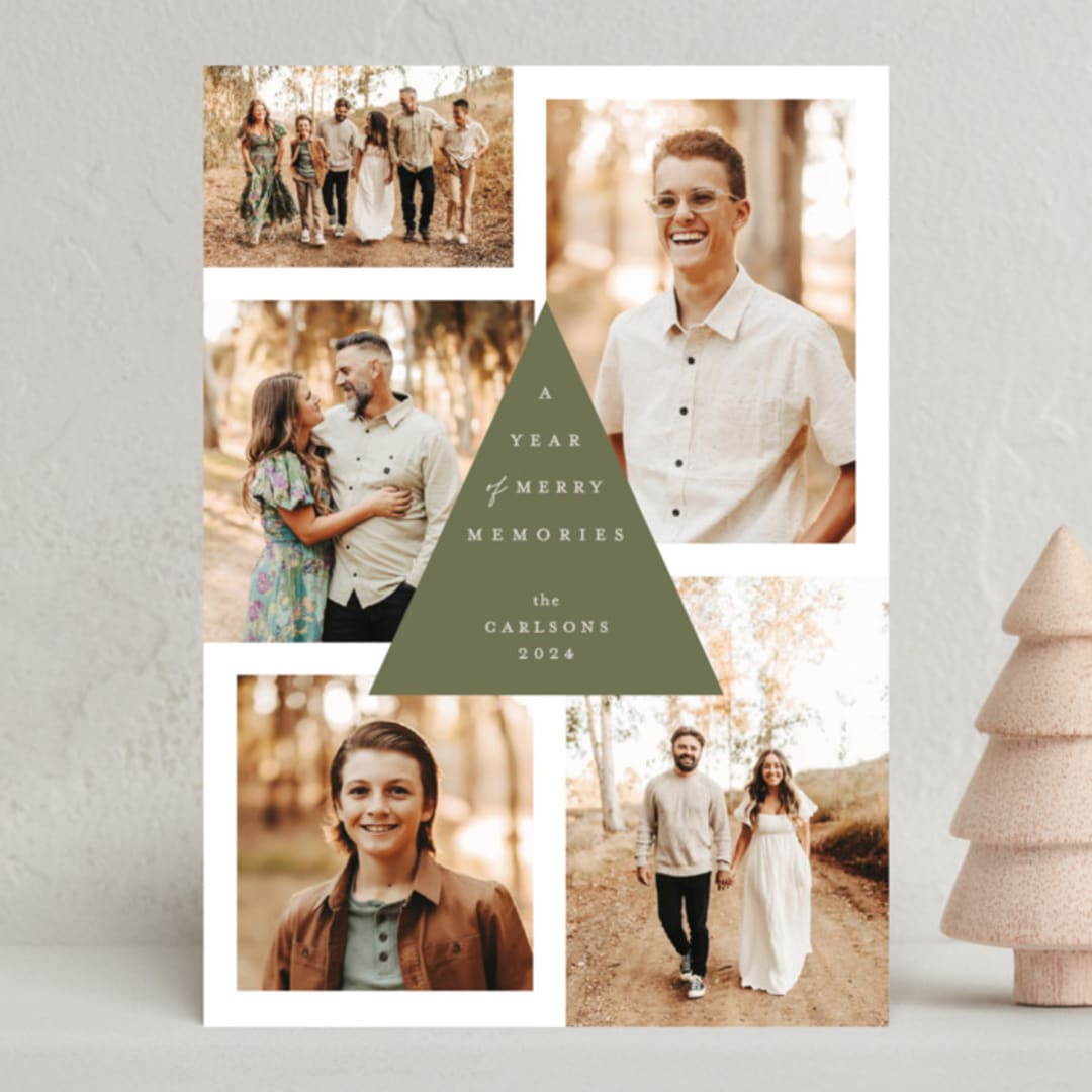 "A Year of Merry Memories" - Holiday Cards in Evergreen by Carrie ONeal - Front