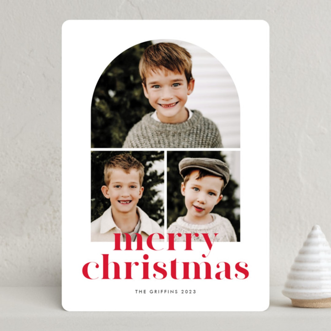 "Arch trio" - Holiday Cards in Strawberry by Stacey Meacham - Front
