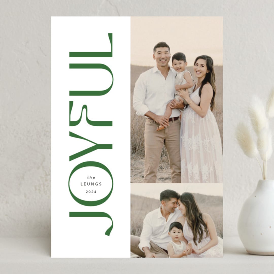 "Bold Joyful" - Holiday Cards in Rosemary by Kamala Nahas - Front