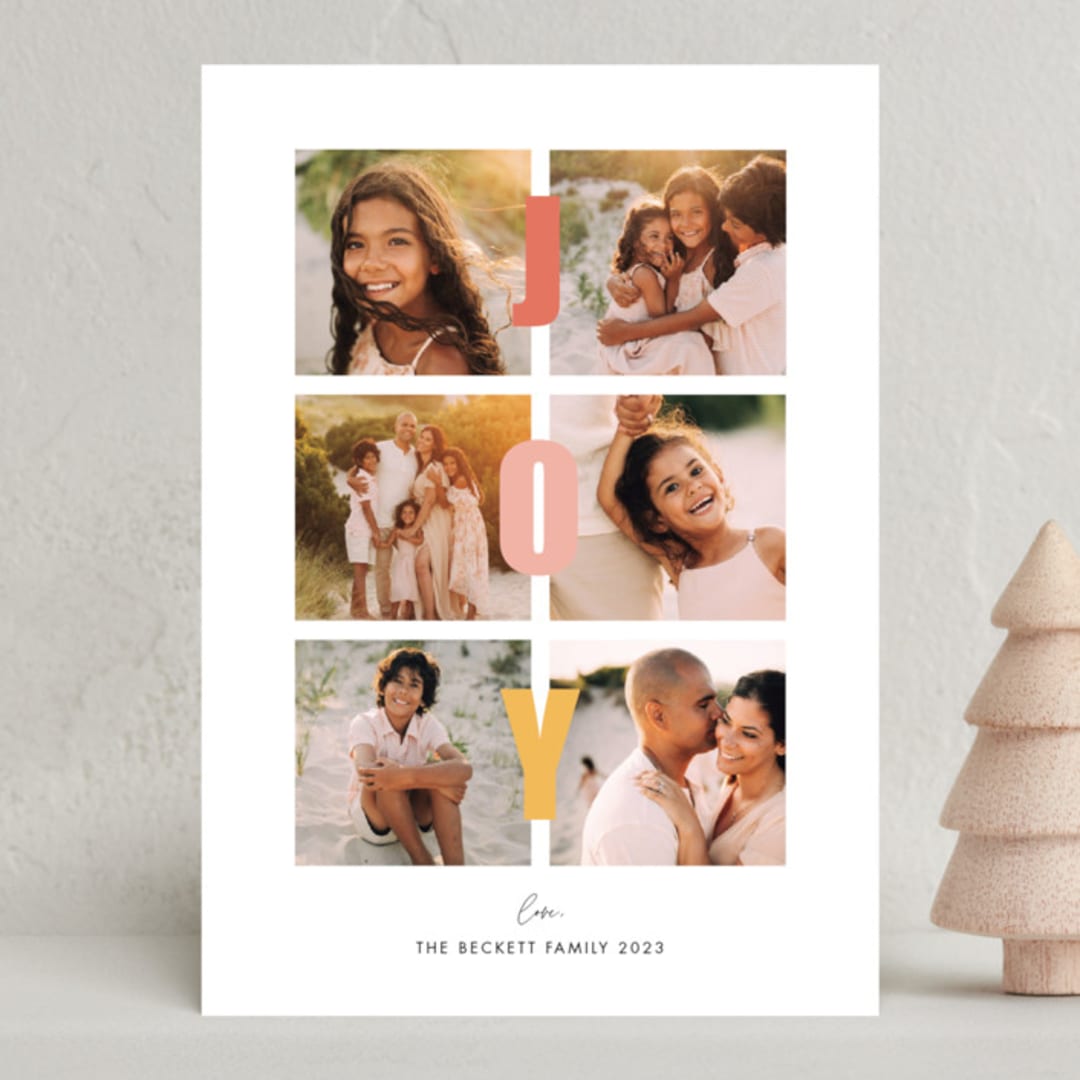 "Squared Joy" - Holiday Cards in Sunshine by Little Print Design - Front