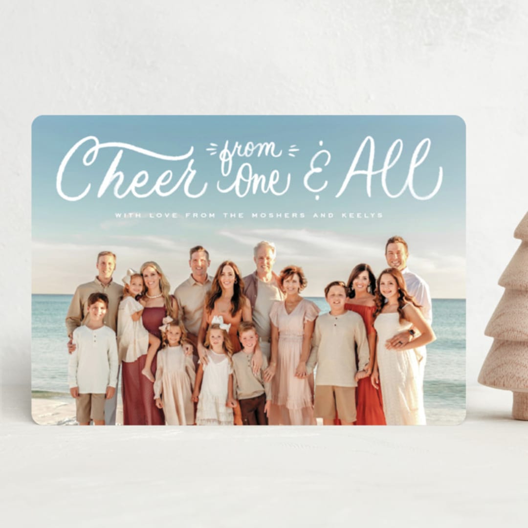 "Cheer From One & All" - Holiday Cards in Fresh Snow by Ashley DeMeyere - Front