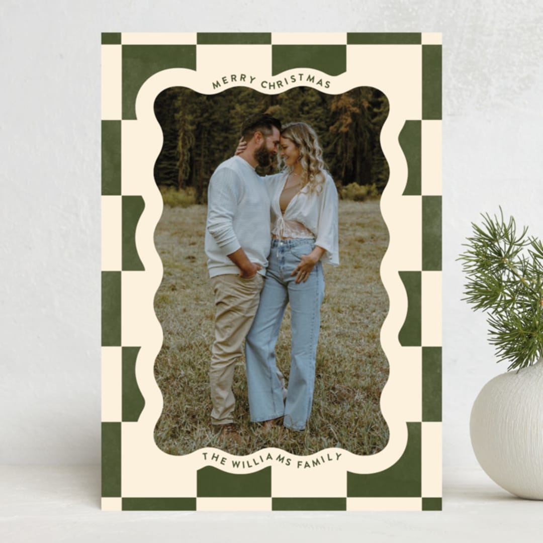 "Christmas Check" - Holiday Cards in Pine by Robert and Stella - Front