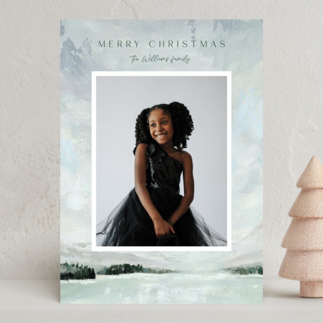 "Glacier Lake" - Holiday Cards in Mint by Holly Whitcomb - Front