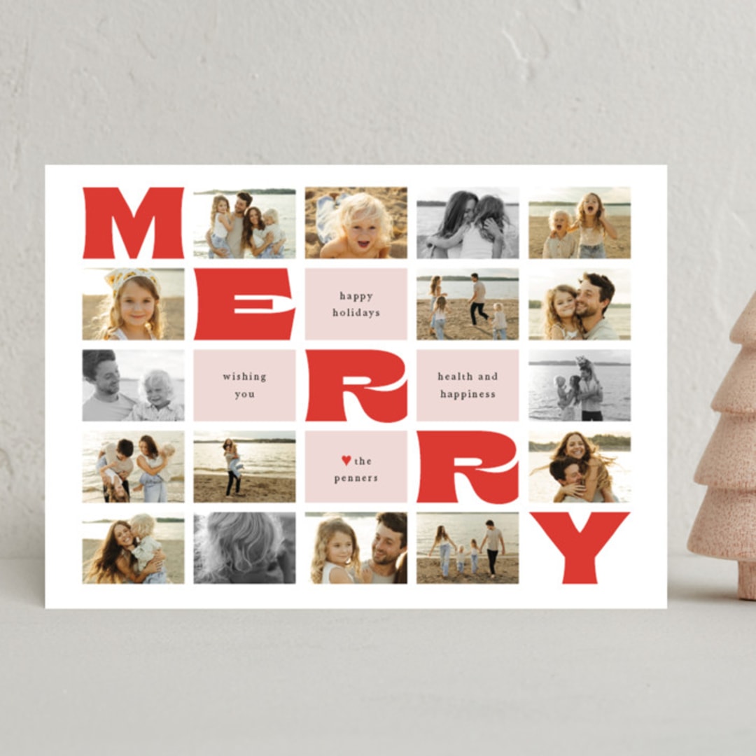 "Five by Five" - Holiday Cards in Christmas Candies by Up Up Creative - Front