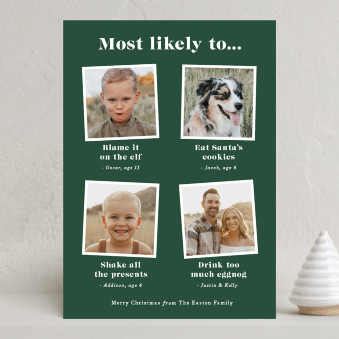 "Most Likely To" - Holiday Cards in Pine by Sarah Brown - Front