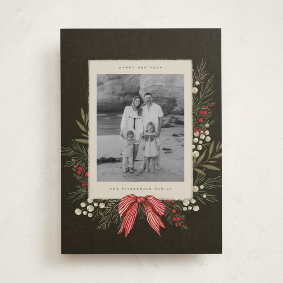 "Vintage Garland" - Holiday Cards in Holly Berry by Wildfield Paper Co - Front