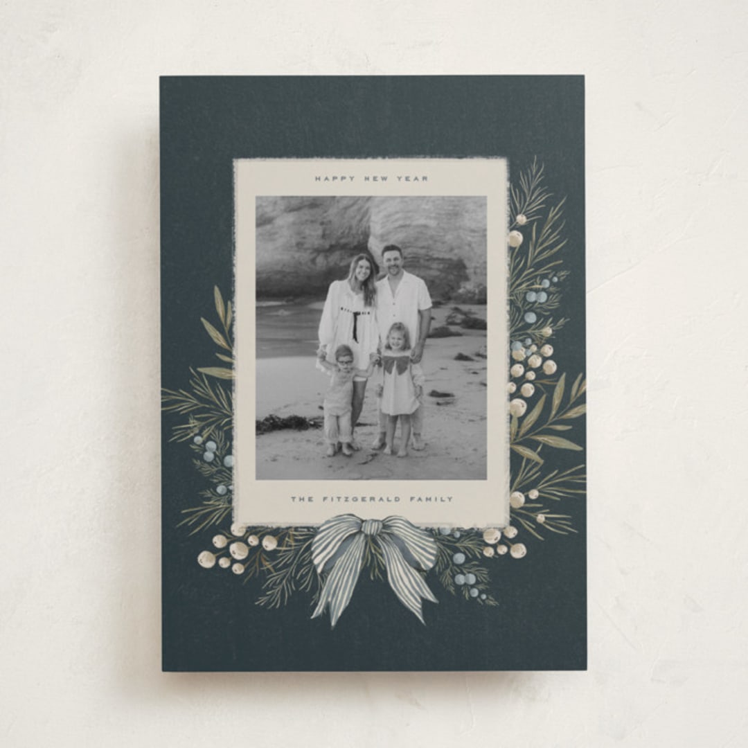 "Vintage Garland" - Holiday Cards in Juniper by Wildfield Paper Co - Front