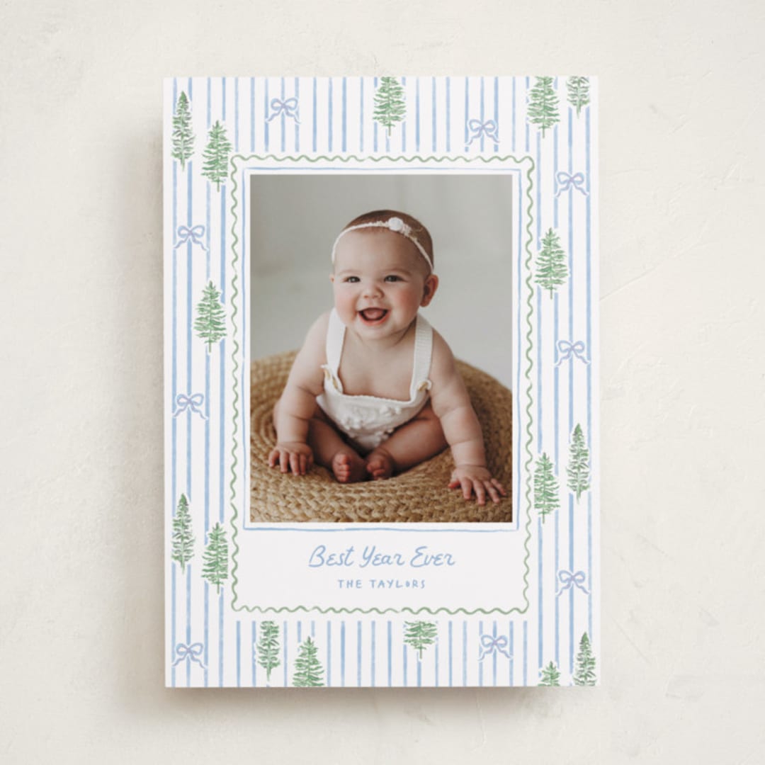 "Trees and bows" - Holiday Cards in Blue Jay by Creo Study - Front