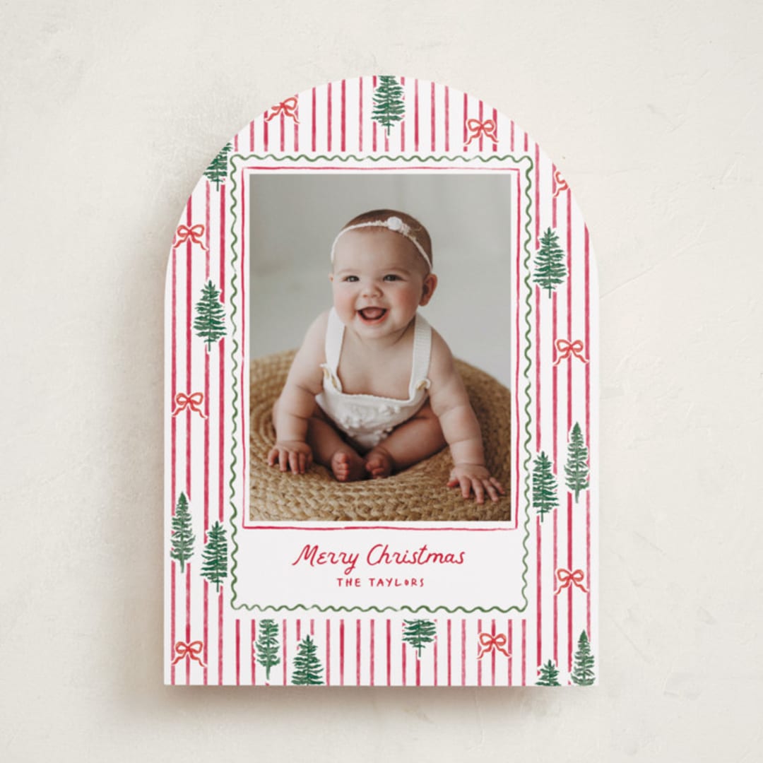 "Trees and bows" - Holiday Cards in Stocking by Creo Study - Front