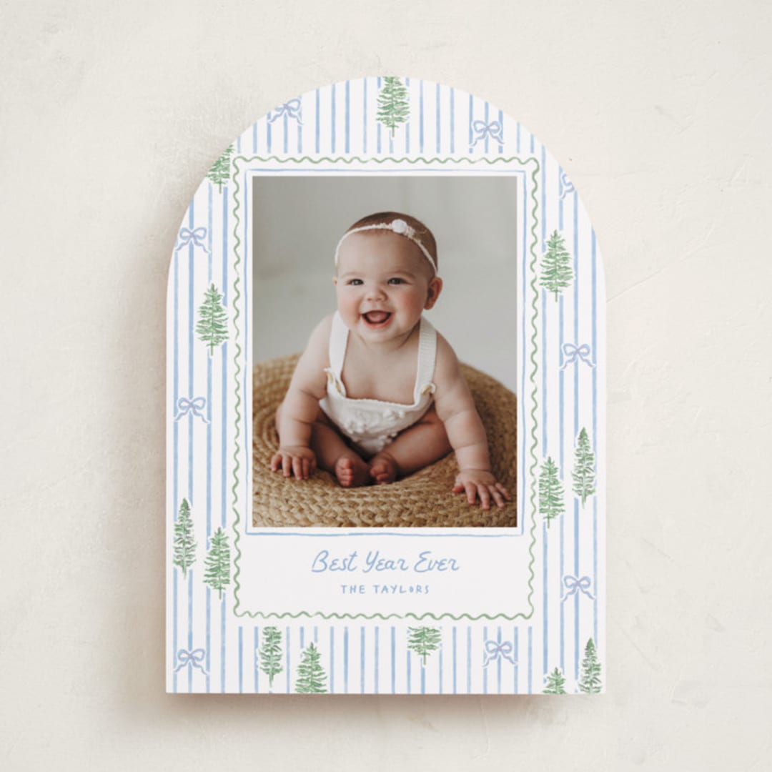 "Trees and bows" - Holiday Cards in Blue Jay by Creo Study - Front