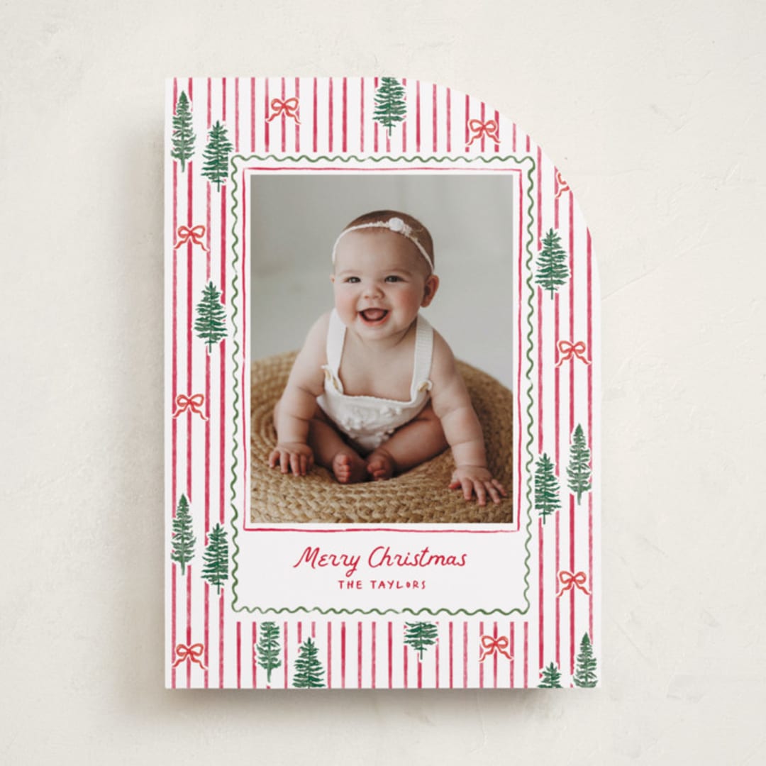 "Trees and bows" - Holiday Cards in Stocking by Creo Study - Front