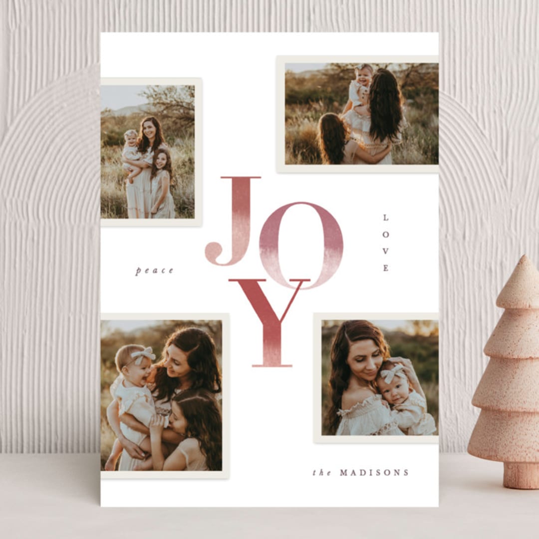 "Inner Joy" - Holiday Cards in Raspberry by Hooray Creative - Front