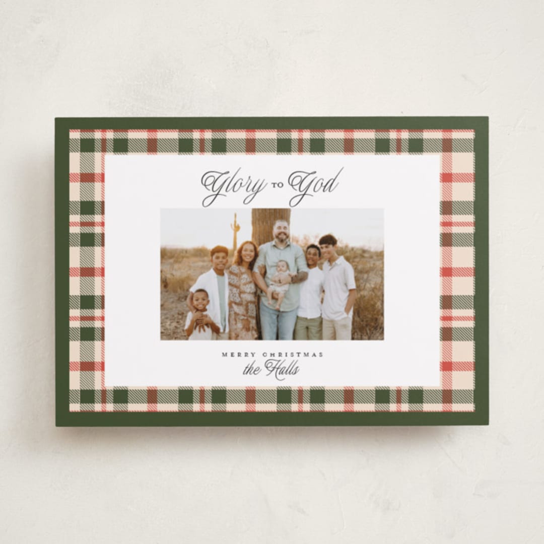 "Glory & Plaid" - Holiday Cards in Pine by Itsy Belle Studio - Front