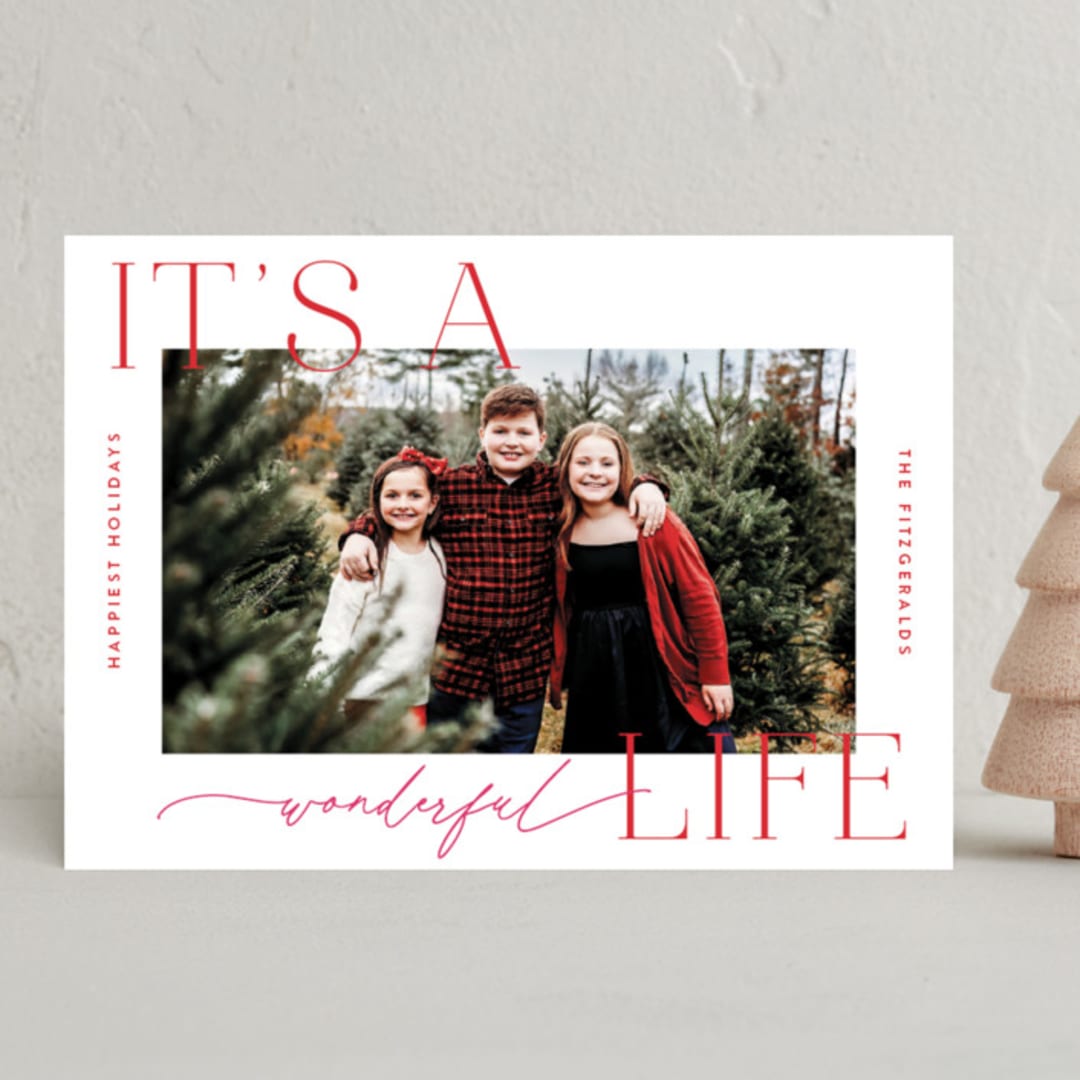 "It's A Wonderful Life" - Holiday Cards in Candy Cane by Jackie Crawford - Front