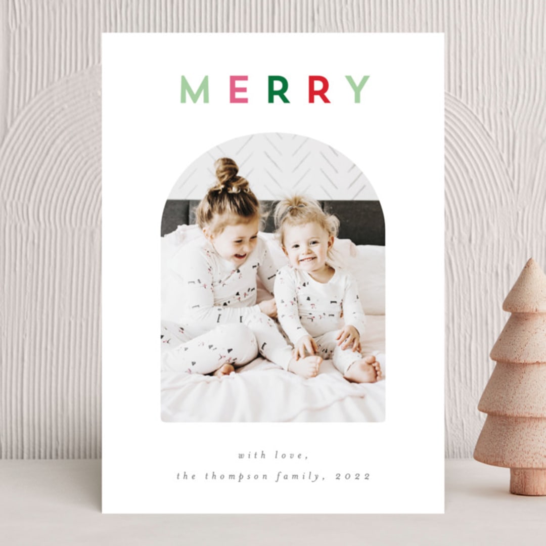 "Merry Window" - Holiday Cards in Elf Shoes by AK Graphics - Front