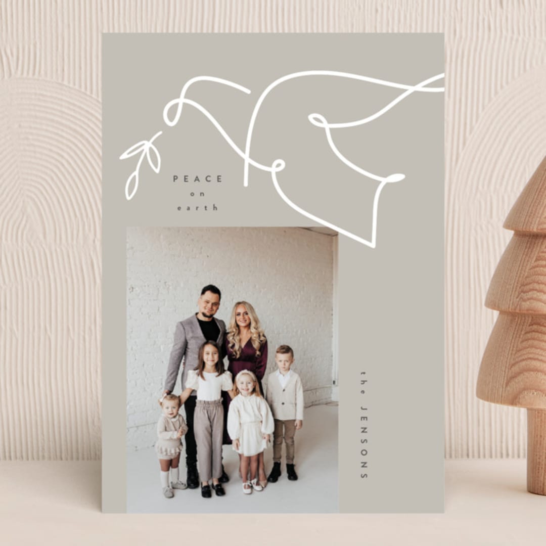 "Minimalist Dove" - Holiday Cards in Natural by Corinne Malesic - Front