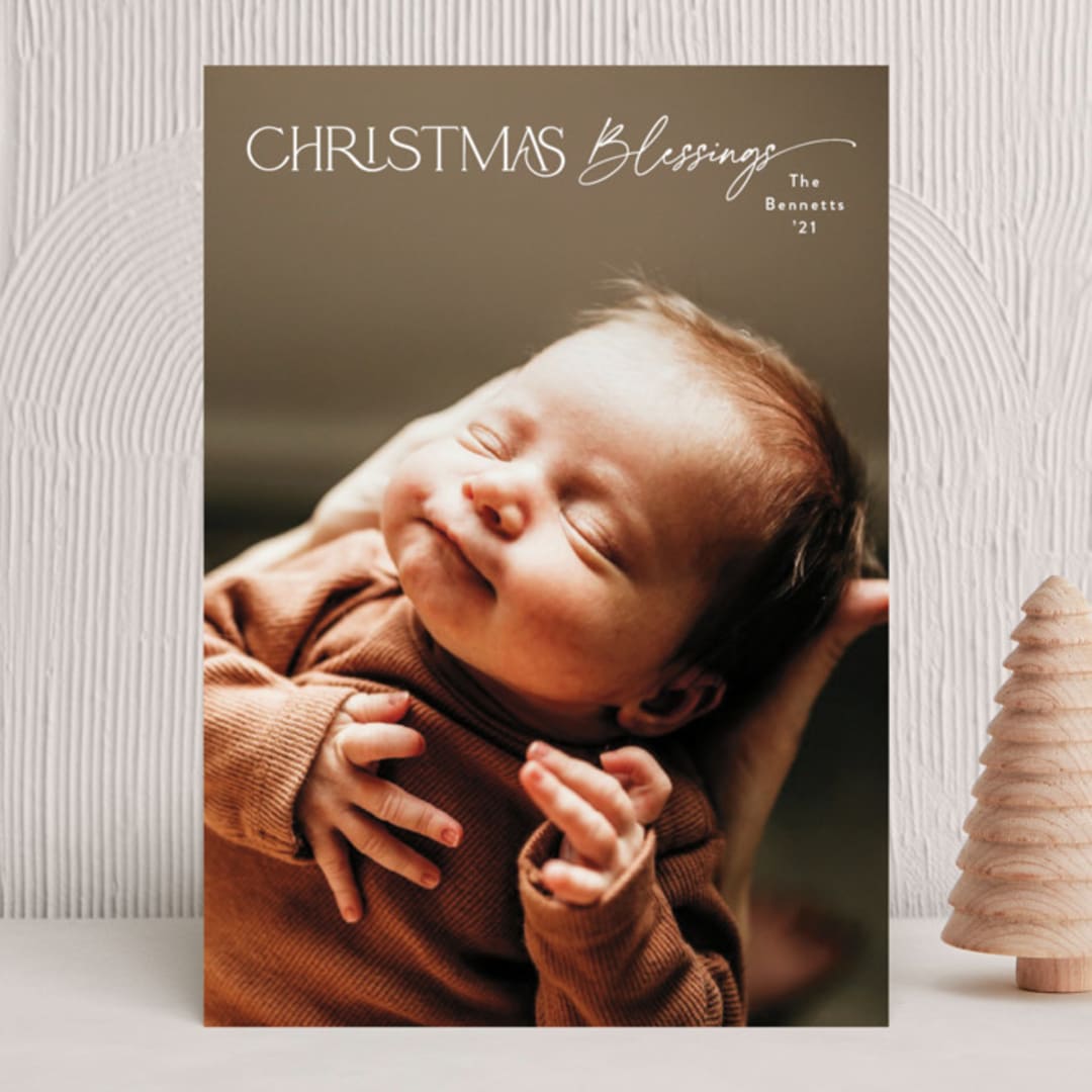 "Whisper Blessings" - Holiday Cards in Snowfall by Carolyn MacLaren - Front
