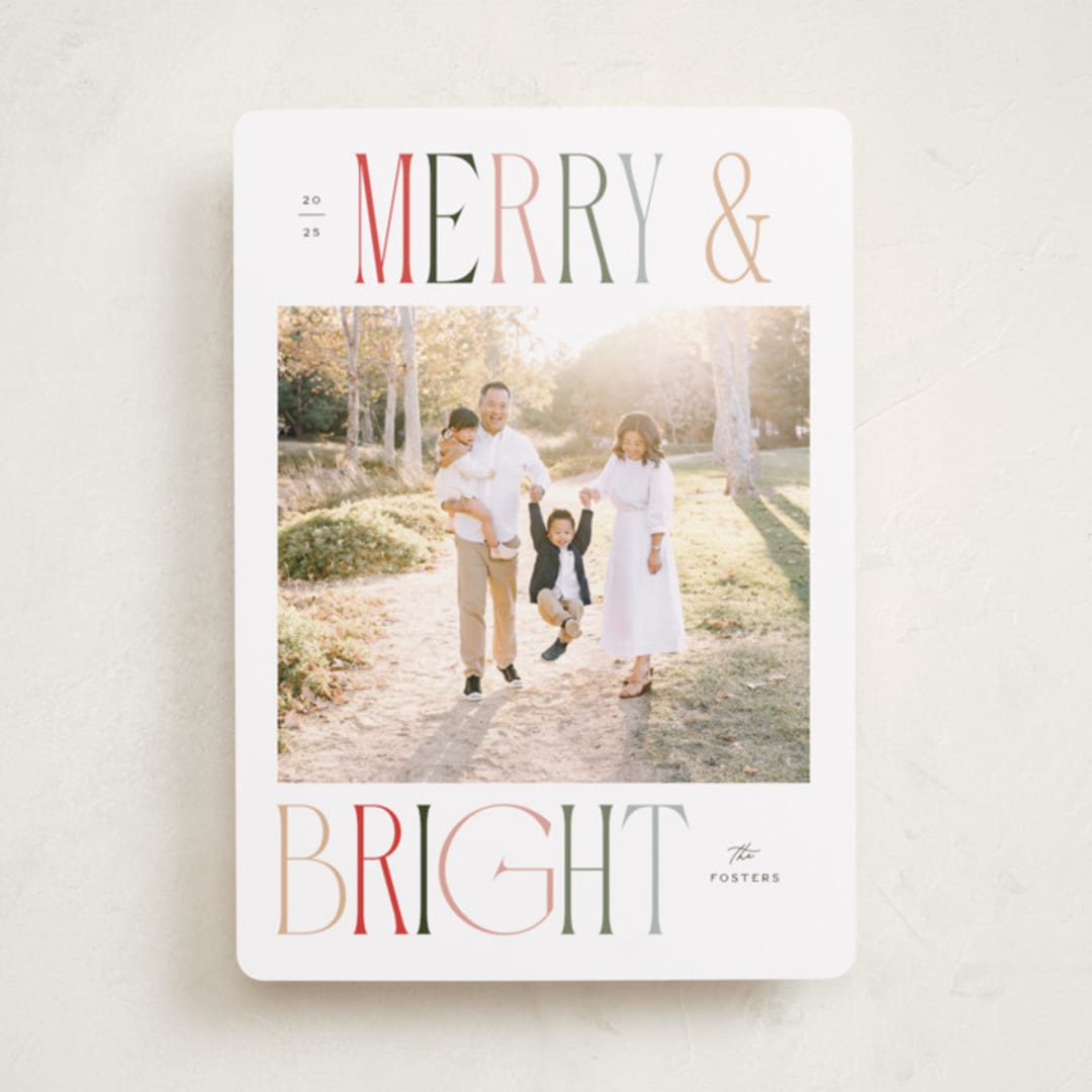"Merry and Bright" - Holiday Cards in Snow by Pixel and Hank - Front